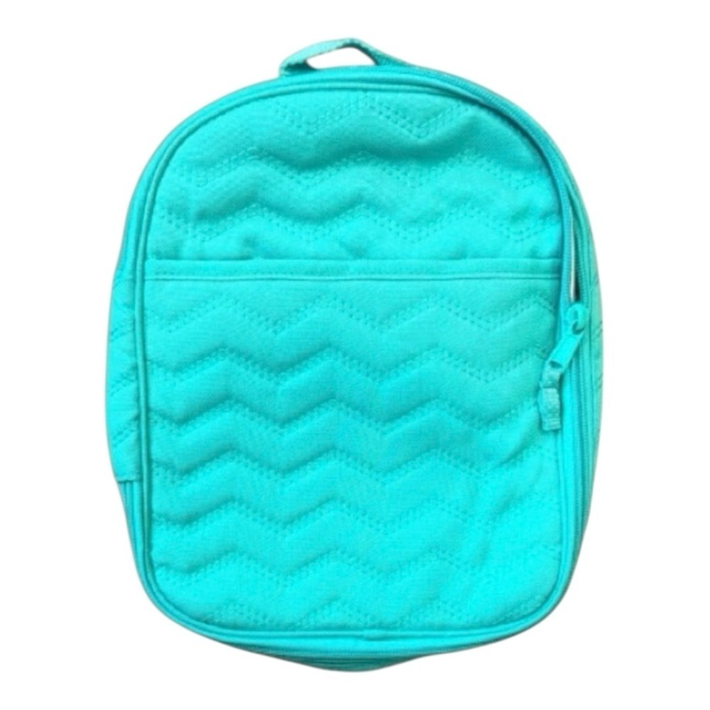 Teal Quilted Lunch Bag chevron teal blue insulated 31 thirty one sack zipper